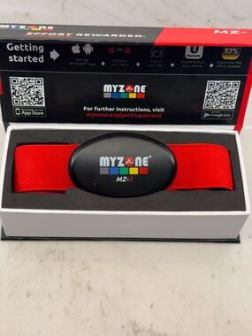 MYZONE MZ-3 Physical Activity Belt Heart Rate Monitor Red Black - EUC